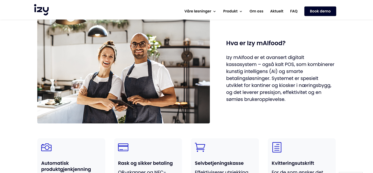 Mockup fra Izy maifood side